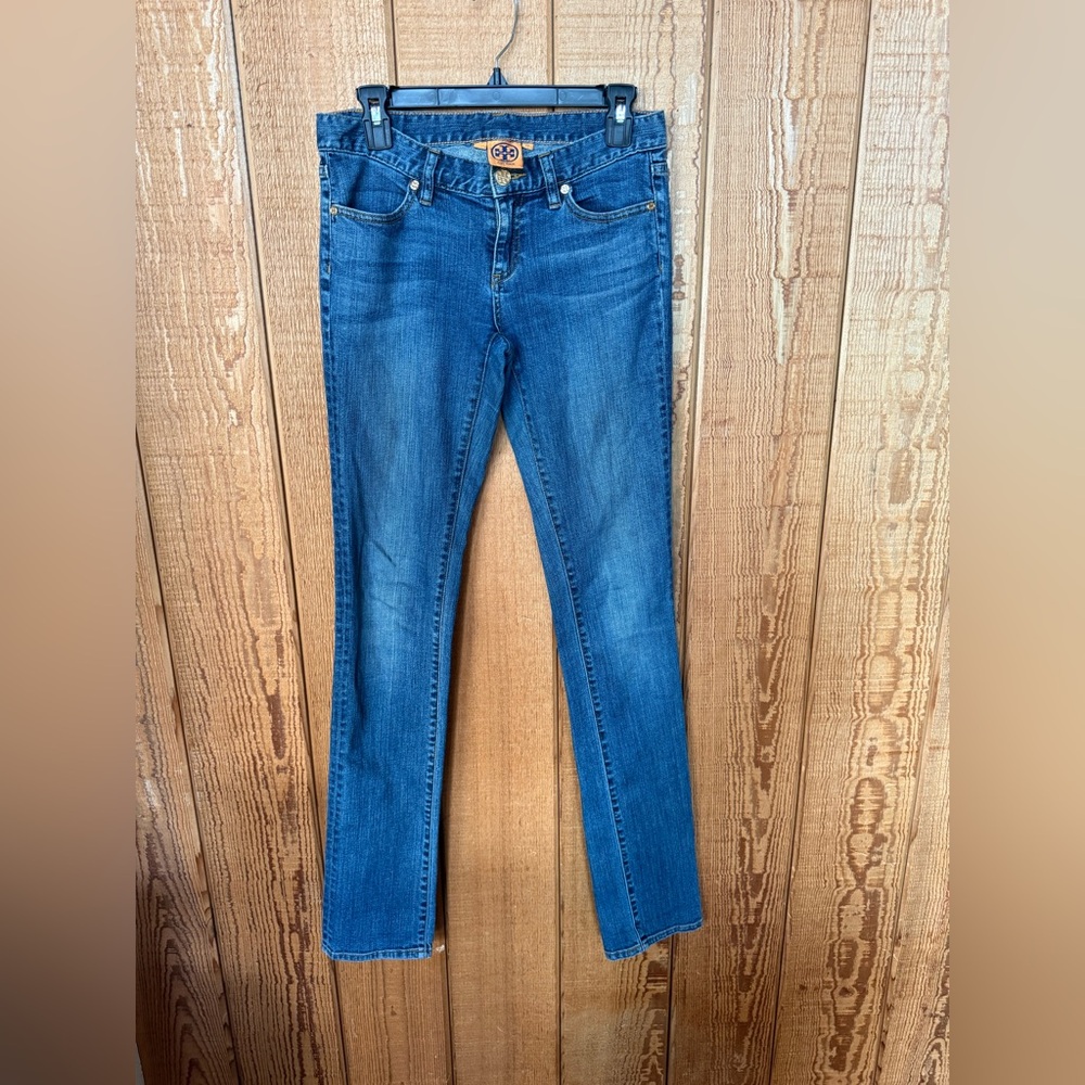 Tory Burch Women's Slouchy Slim Jeans in Medium Wash Blue